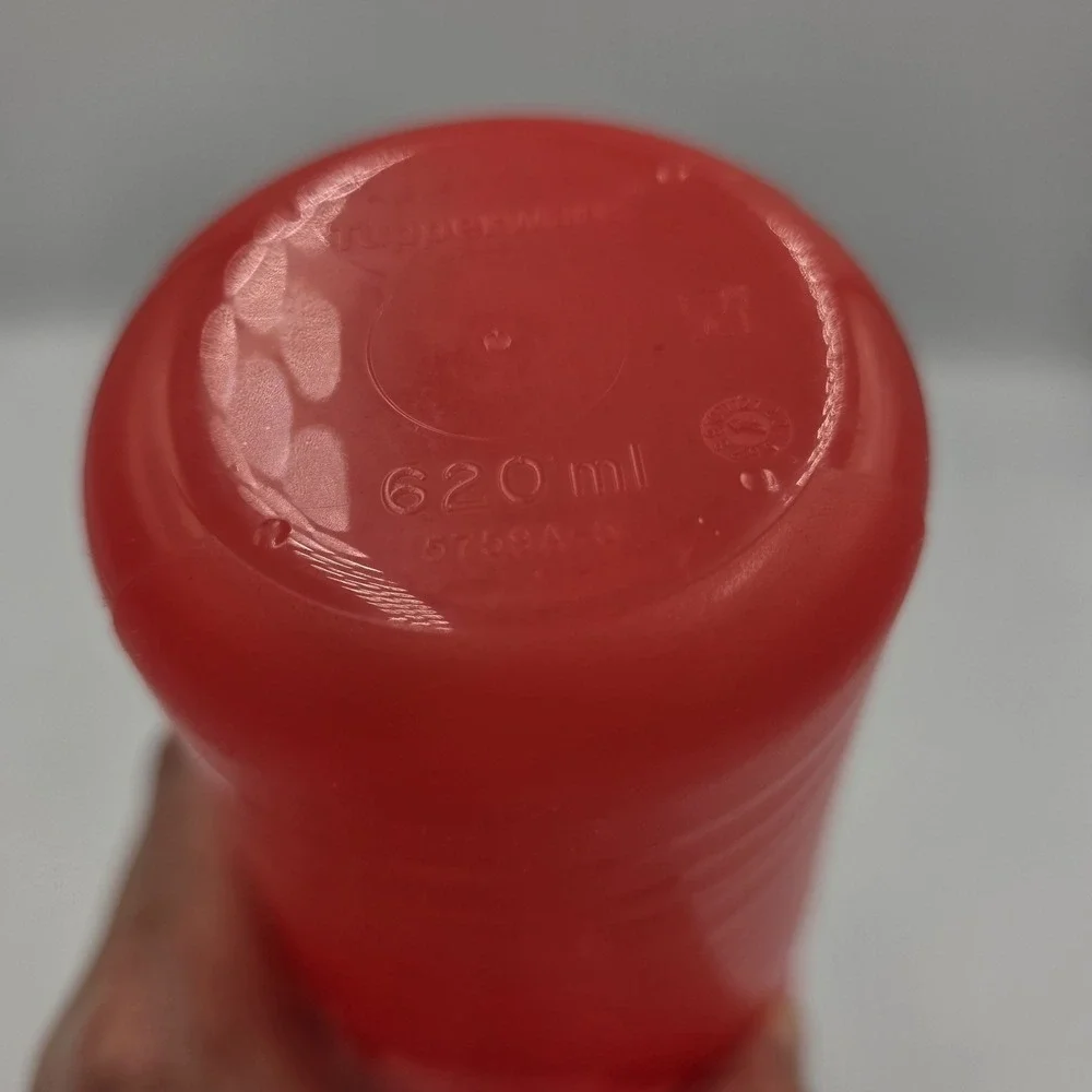 Vintage Tupperware Shaker Tumbler 5759A-5 Plastic Orange & White Lid Top 500 ml - Picture 6 of 6